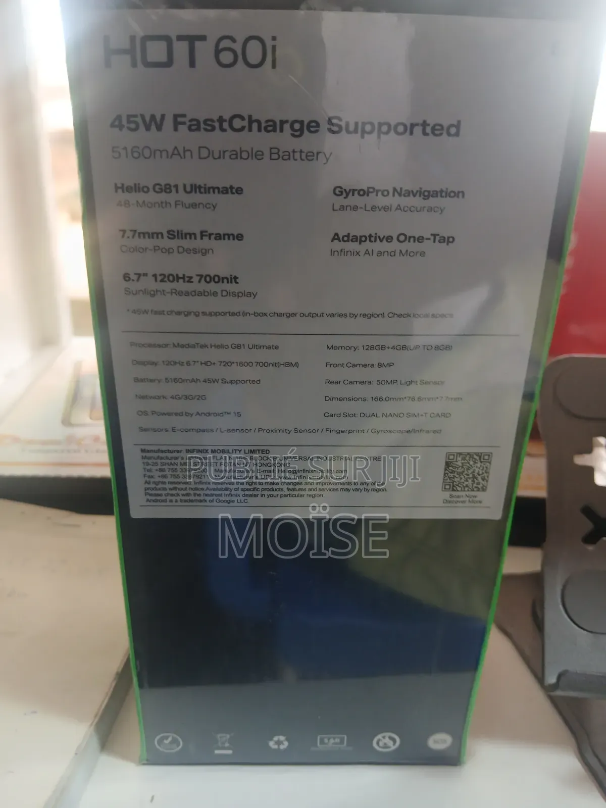 Nouveau Infinix Hot 60i 128 GB Noir
