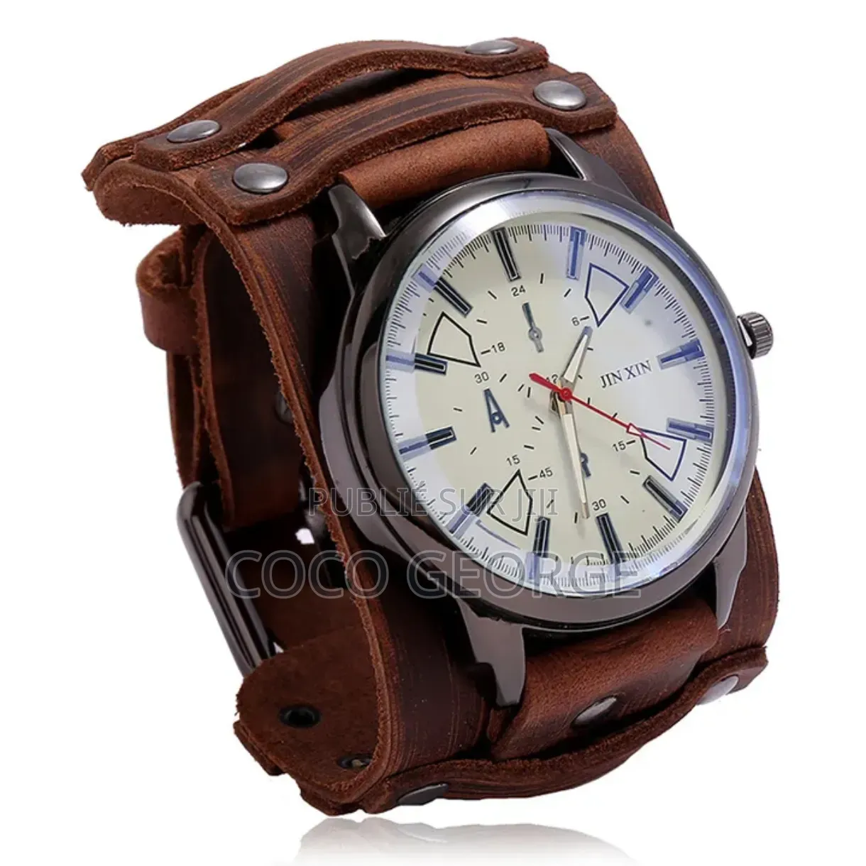 Montre Bracelet en Cuir Véritable Vintage Rétro