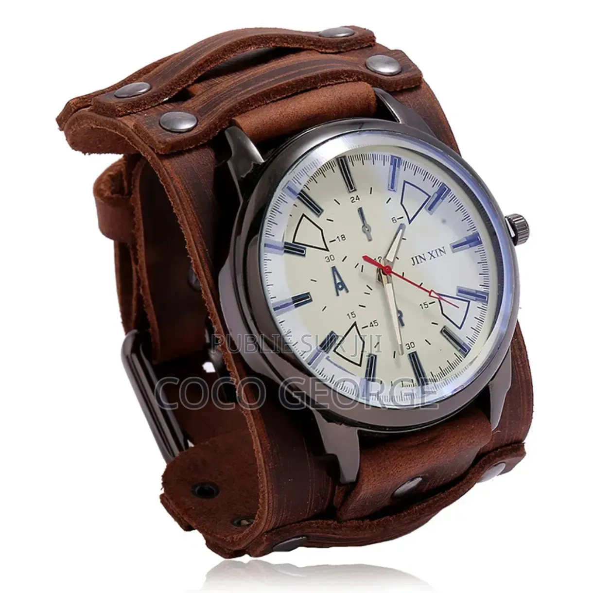 Montre Bracelet en Cuir Véritable Vintage Rétro