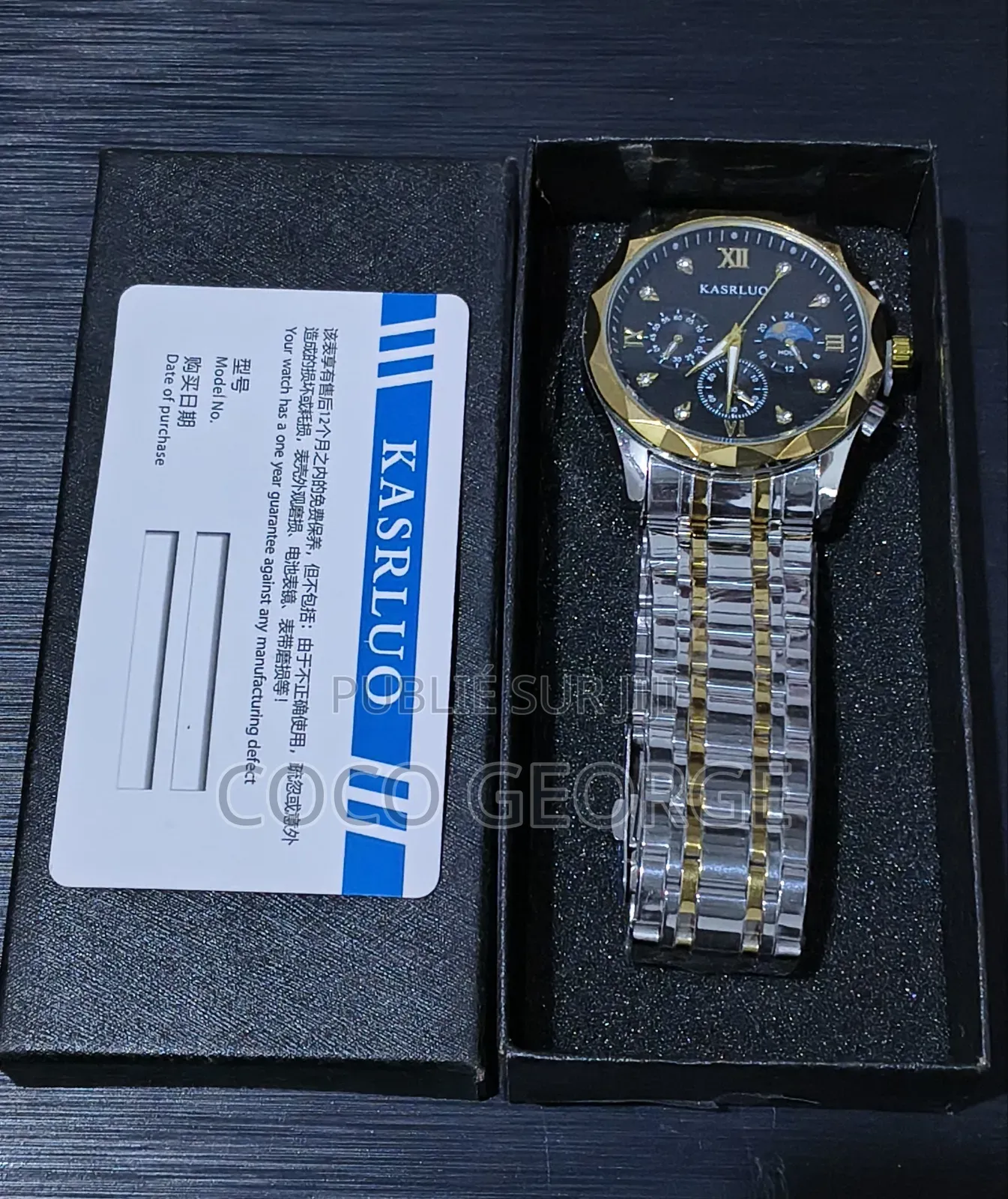 Montre Kasrluo Véritable Vintage en Acier Inoxydable Pour Homme