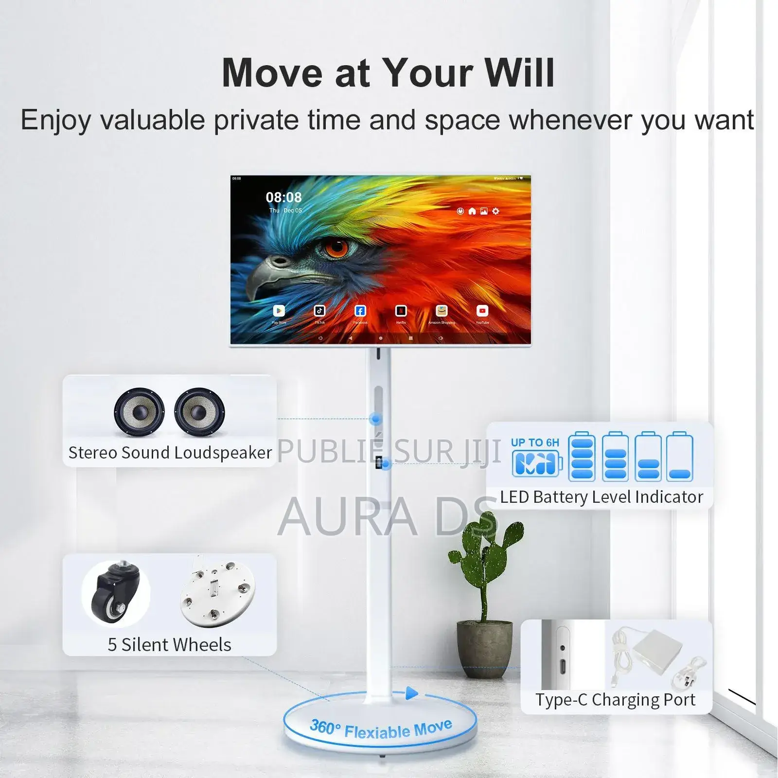 Écran Intelligent Portable Tactile 32" Sur Pied