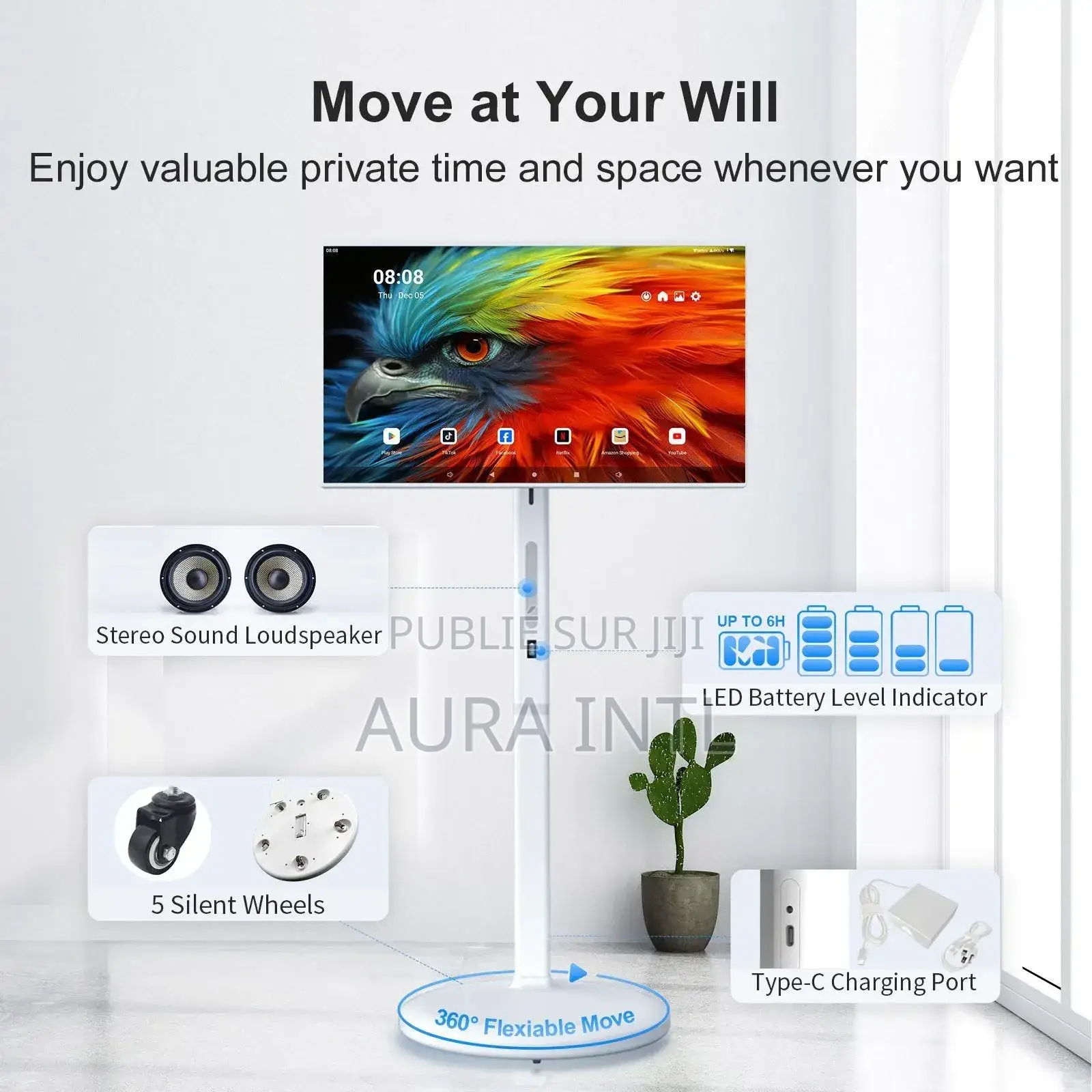 Écran Intelligent Portable Tactile 32" Sur Pied
