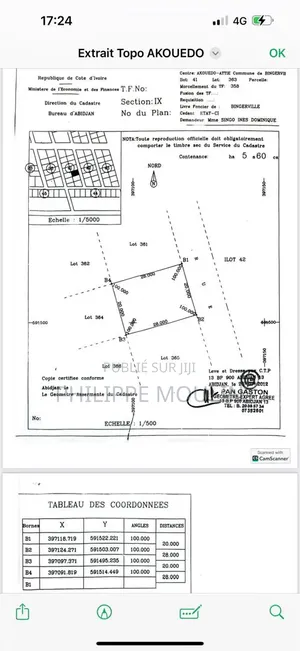 Terrain en Vente a Yamoussoukro Kokrenou Ouest