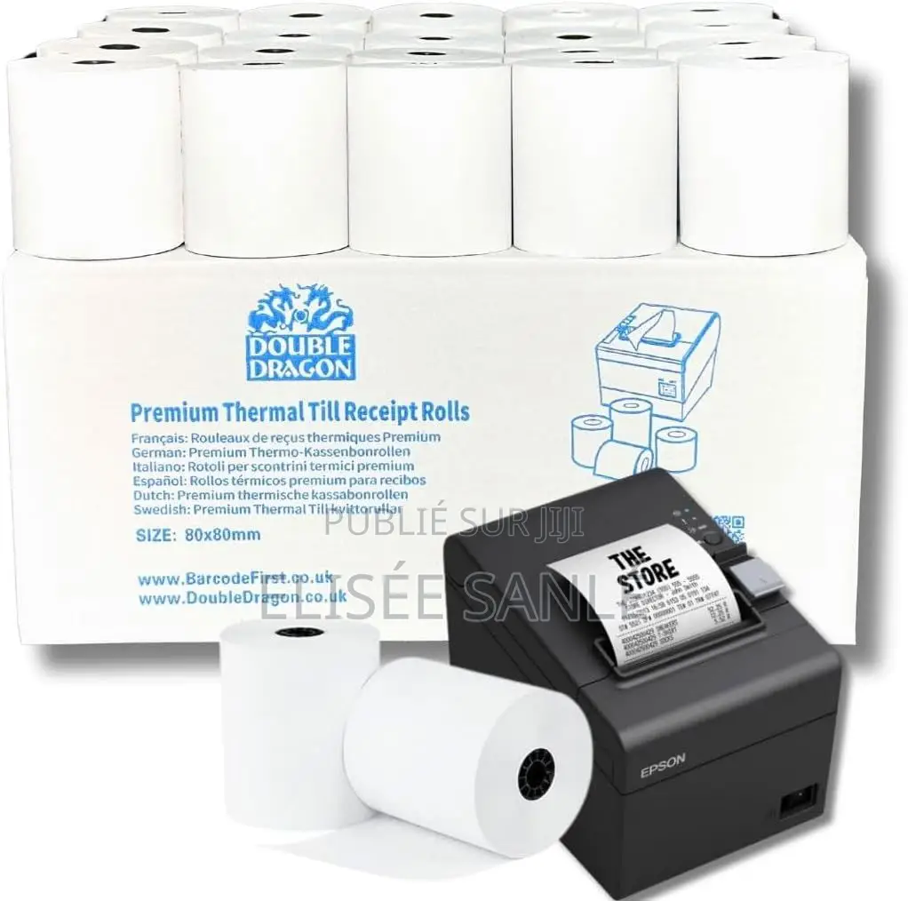Lot De 10 Rouleaux Papier Thermique 80x80mm