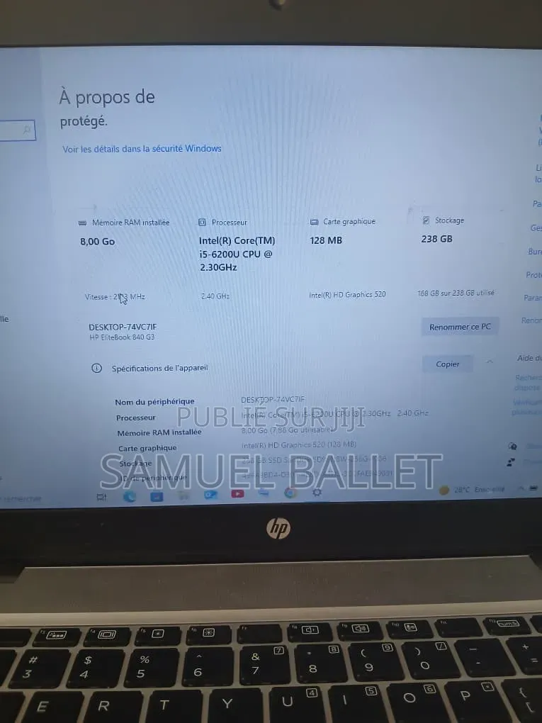 Ordinateur portable HP EliteBook 840 G3 8GB Intel Core i5 HDD 256GB