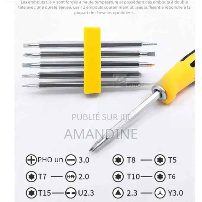 Cloudoon Kit Tournevis 12 en 1 Outils Précis Bricolage Réparation
