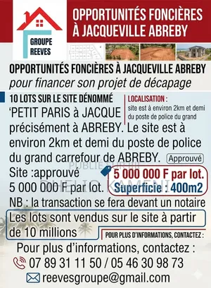 Opportunités Foncier À Jacqueville Abreby