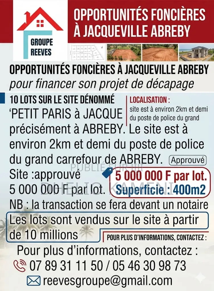 Opportunités Foncier À Jacqueville Abreby