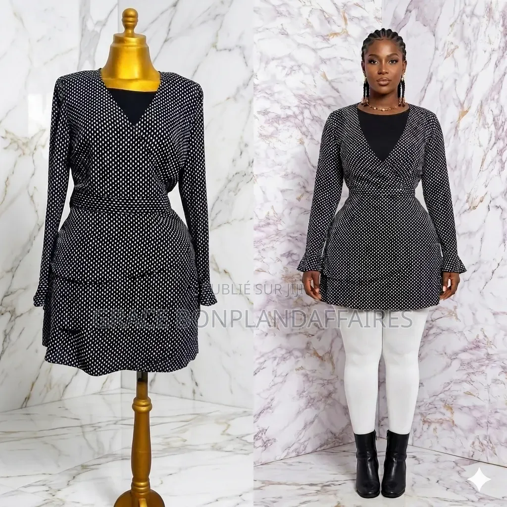 Tunique Femme Chic Noire Et Blanche. Solde : 1500fcfa