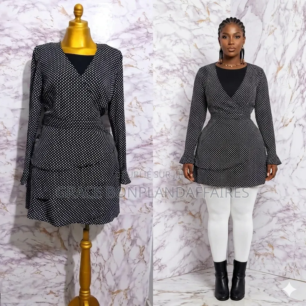 Tunique Femme Chic Noire Et Blanche. Solde : 1500fcfa