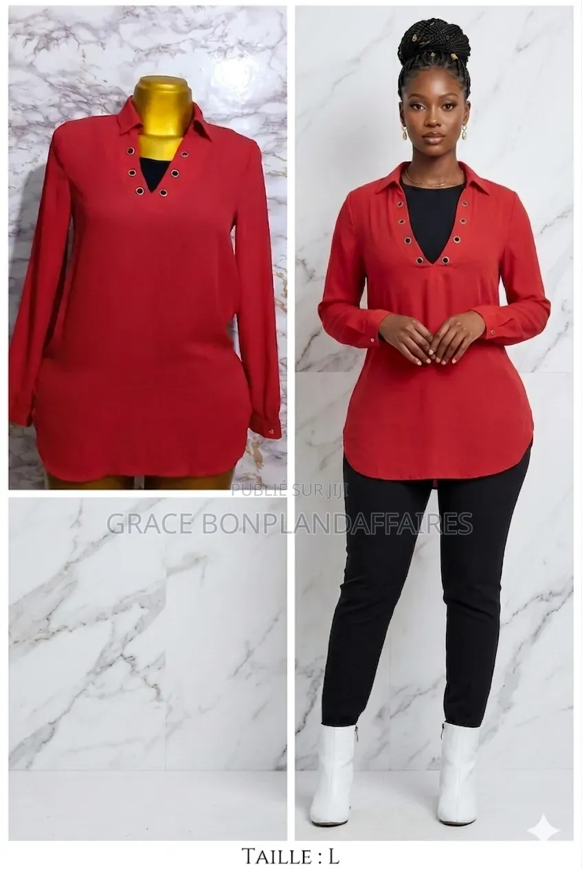 Chemise Rouge Élégante Pour Femme. Solde : 1500fcfa