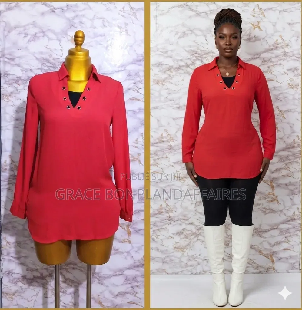 Chemise Rouge Élégante Pour Femme. Solde : 1500fcfa