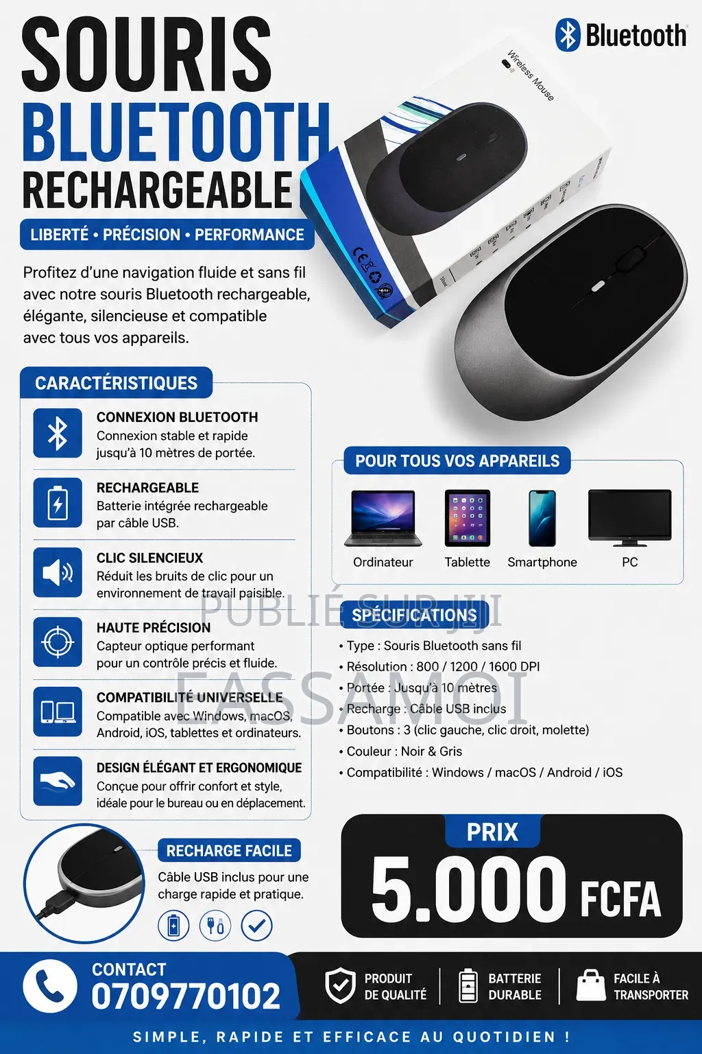Souris Bluetooth Rechargeable