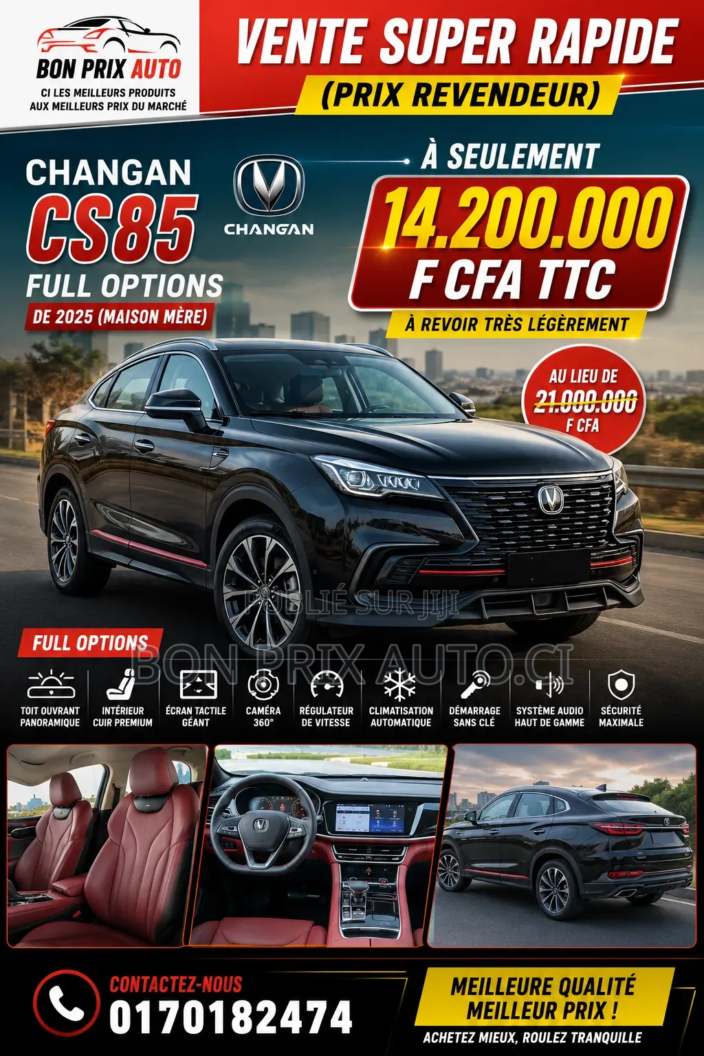 Nouveau Changan CS85 2.0 Turbo FWD 2025 Noir