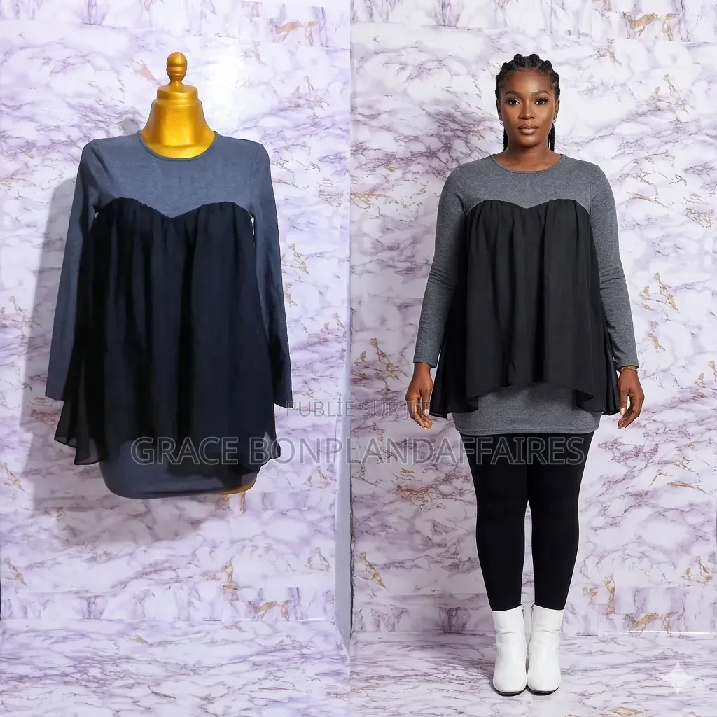 Tunique Grise Et Noire Pour Femme. Solde : 1500fcfa