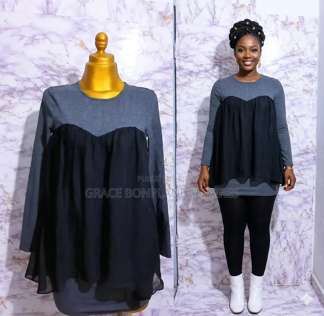 Tunique Grise Et Noire Pour Femme. Solde : 1500fcfa