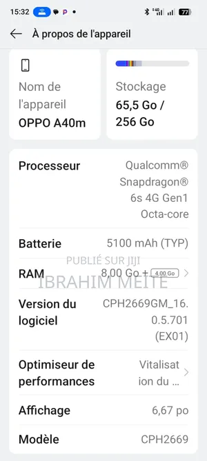 Oppo A11 256 GB Blanc