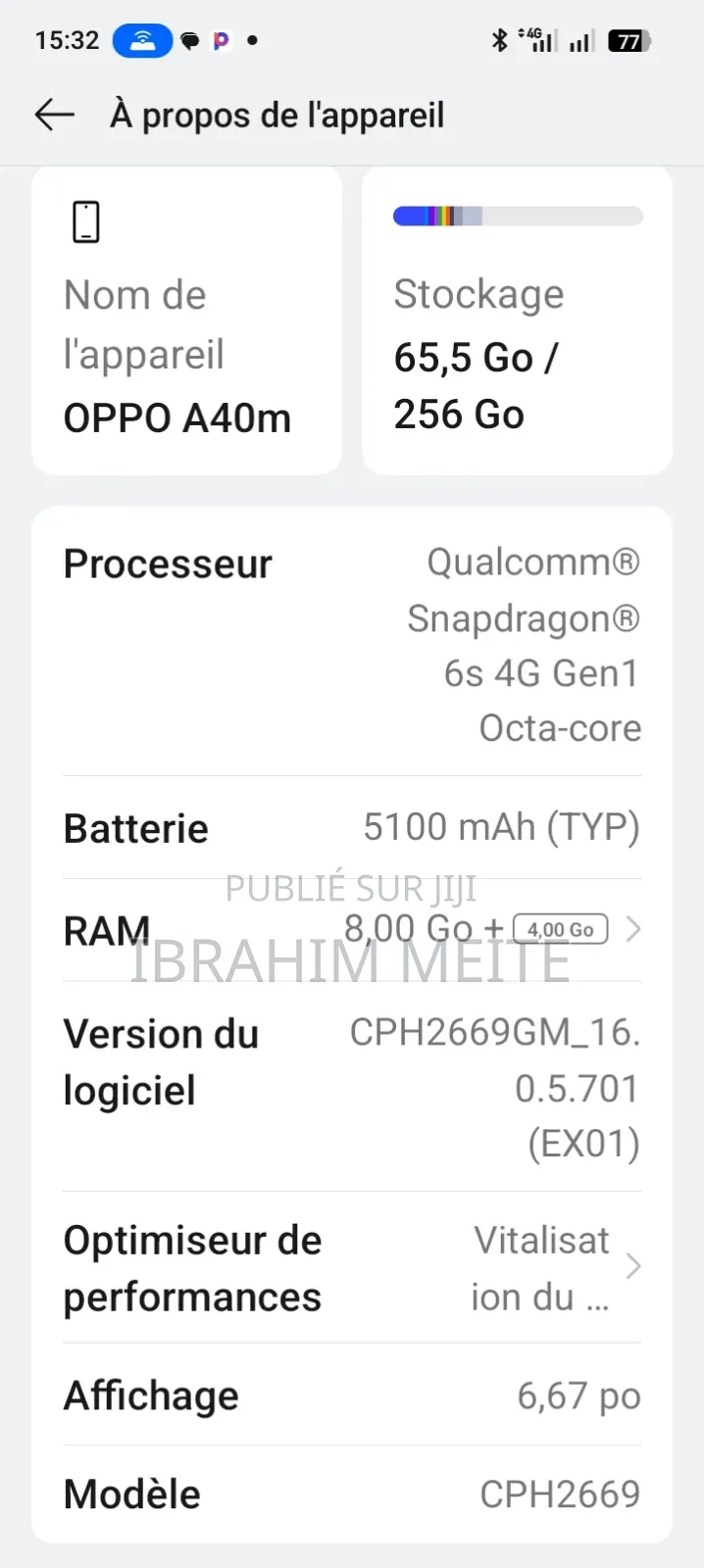 Oppo A11 256 GB Blanc