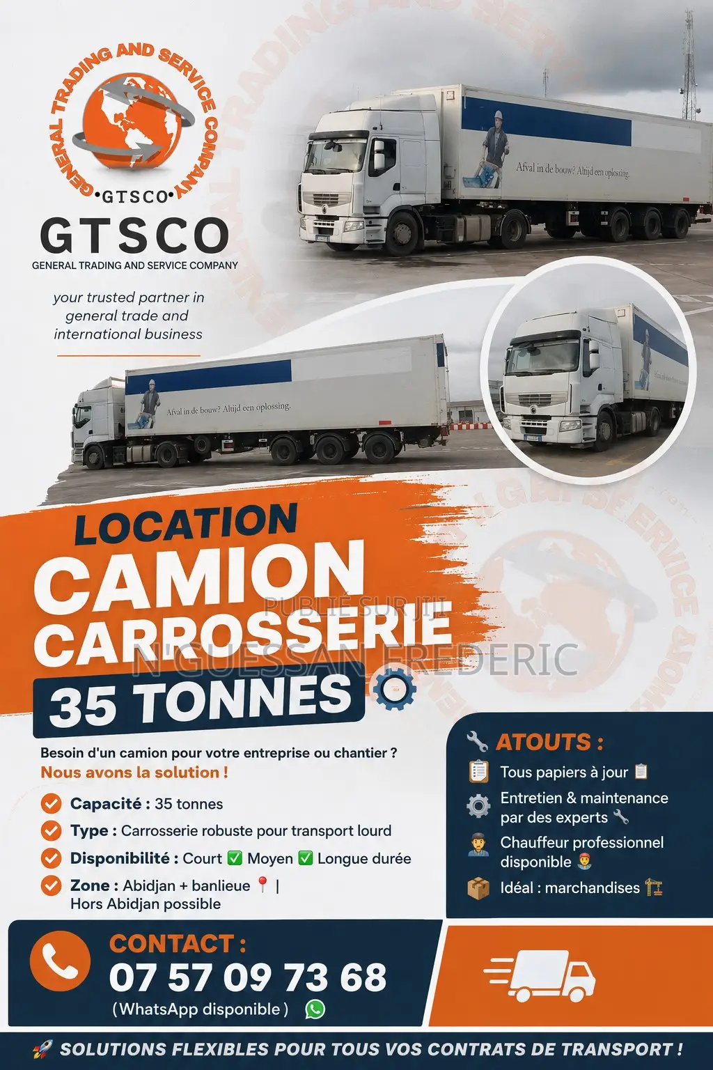 Location Camion Carrosserie 35 Tonnes Pour Le Transport De Marchandise
