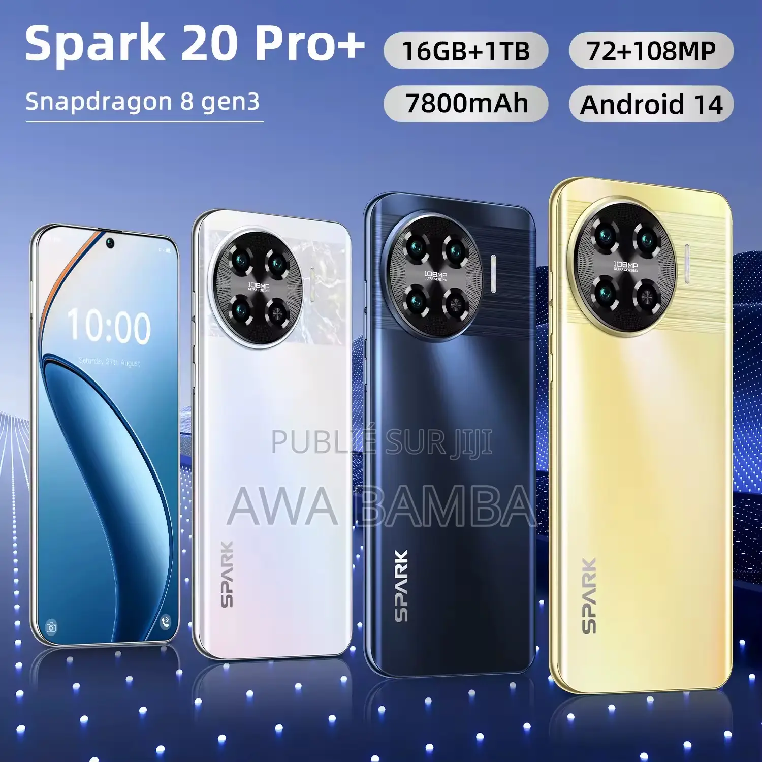 Nouveau Tecno Spark 20 Pro Plus 256 GB Bleu