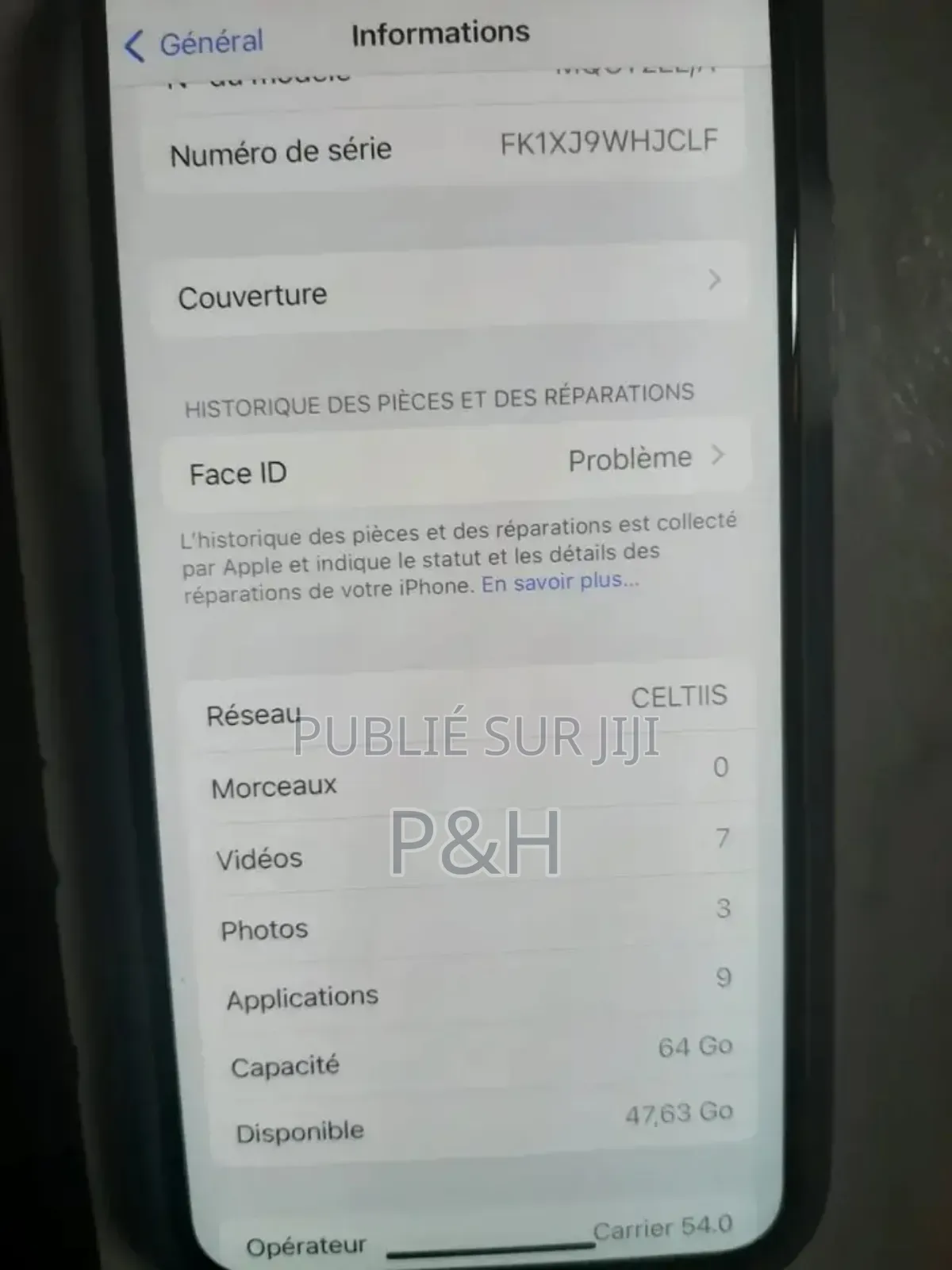 Apple iPhone X 64 GB Blanc