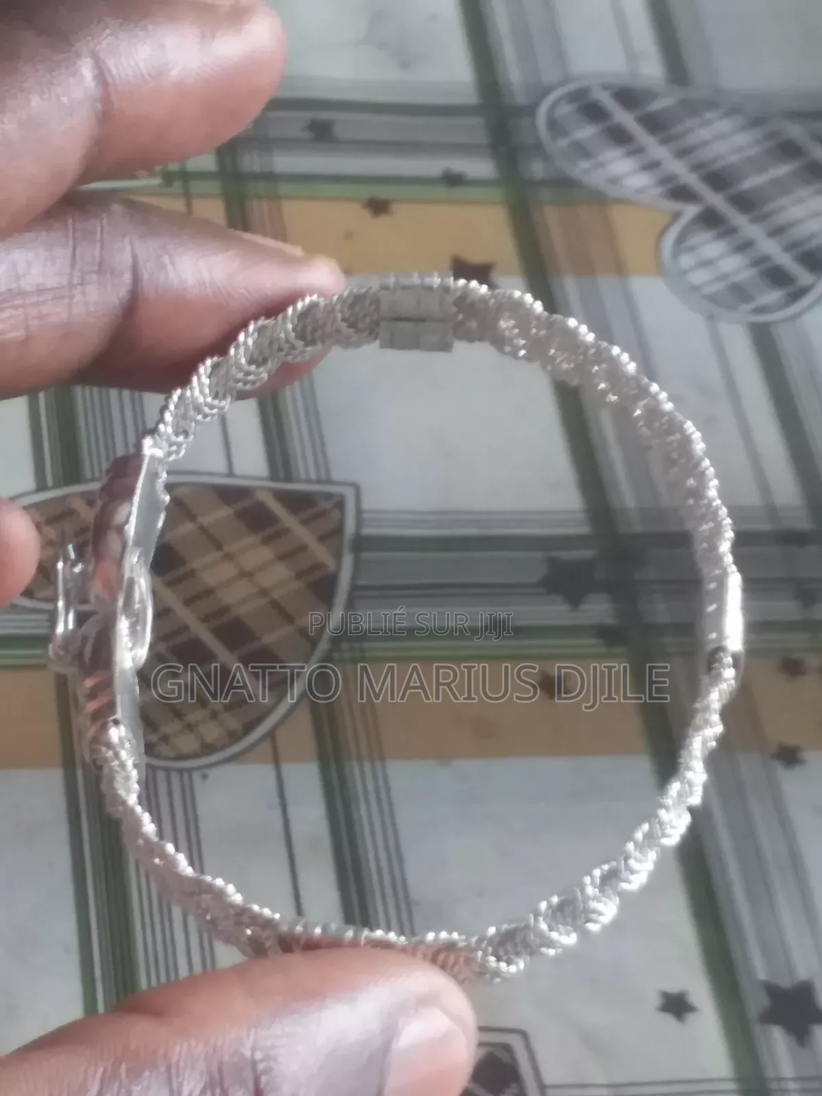 Bracelet Natte en Argent Blanc