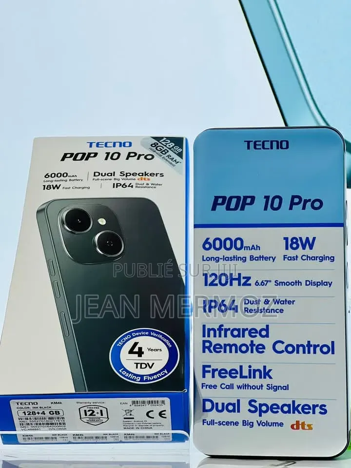 Nouveau Tecno Pop 10 Pro 128 GB Noir