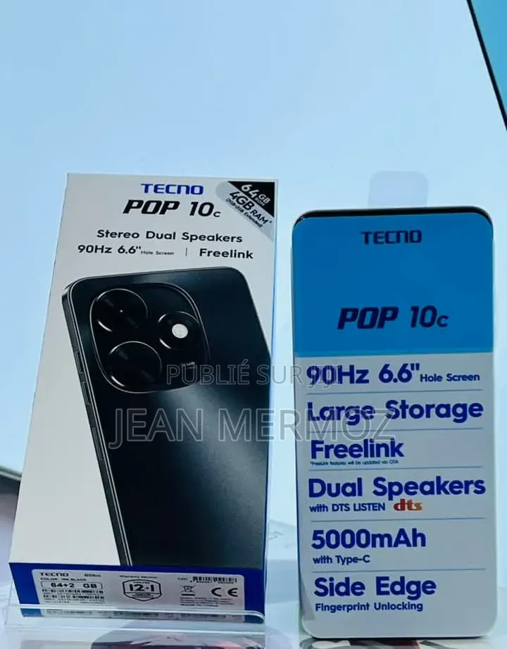 Nouveau Tecno Pop 10C 64 GB Blanc