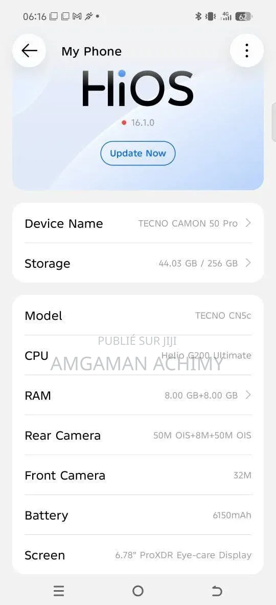 Nouveau Tecno Camon 50 Pro 256 GB Argenté
