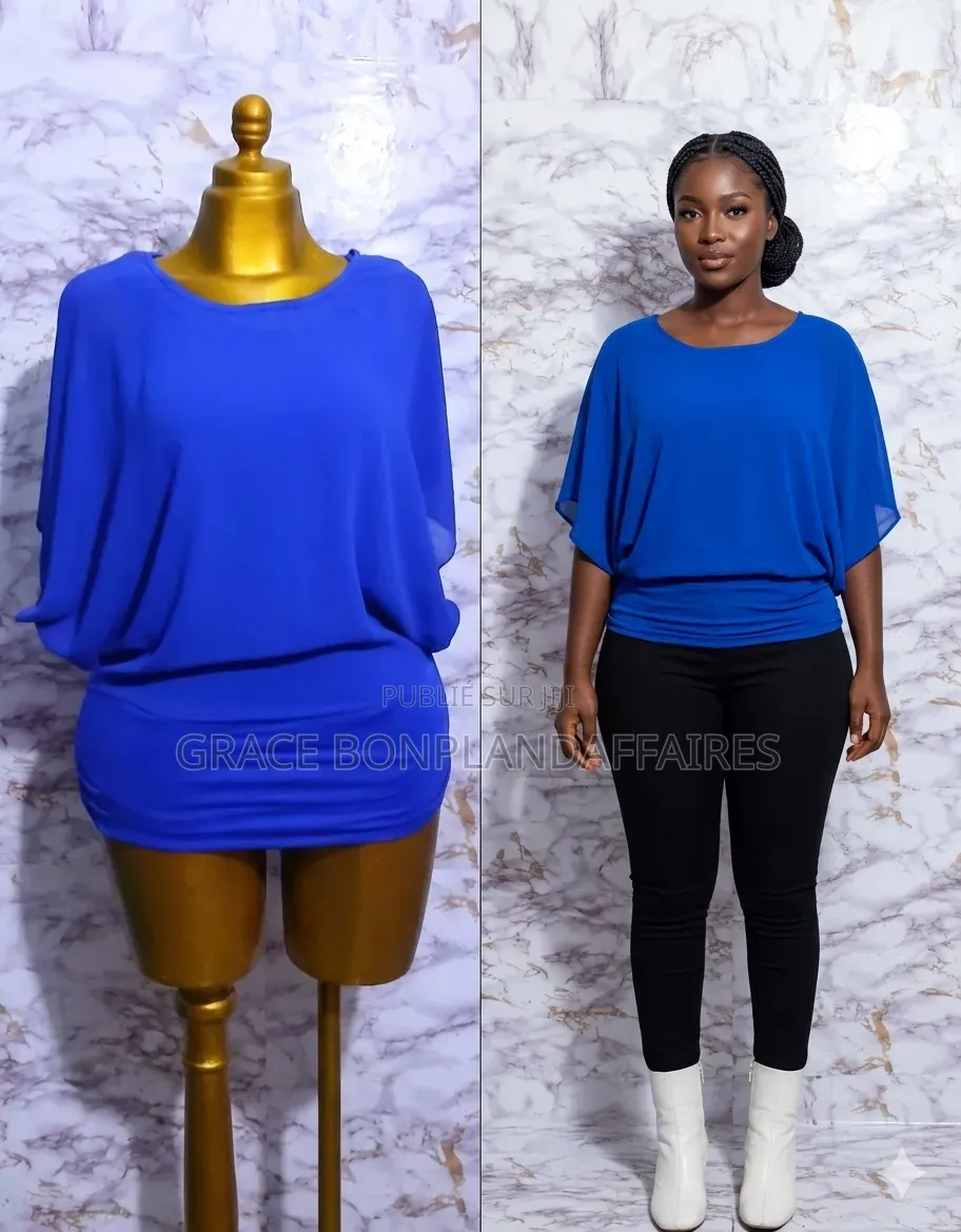 T-Shirt Bleu Femme Confortable. Solde : 1500fcfa