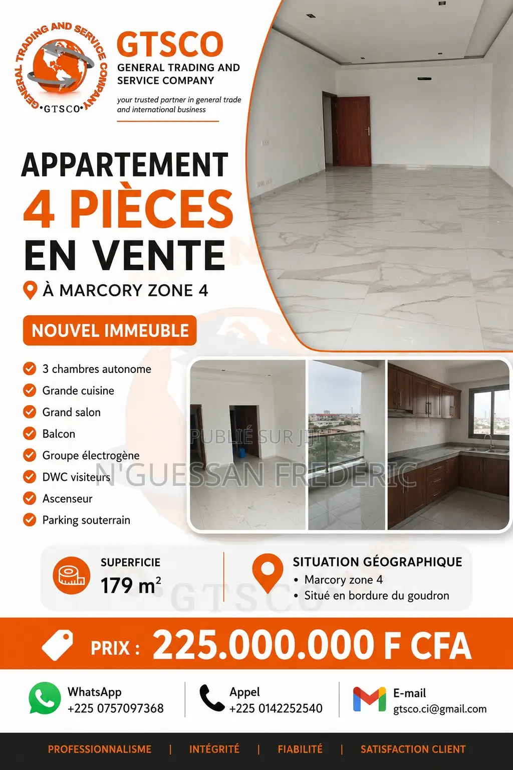 3chbre Appartement dans Marcory à Vendre