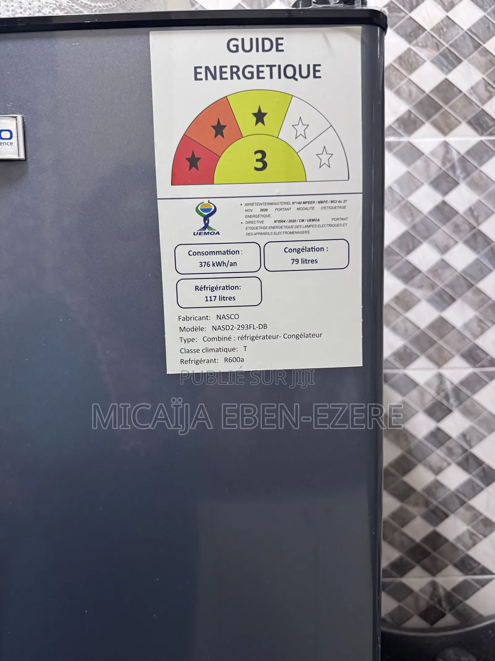 Réfrigérateur Congélateur 293 Litres