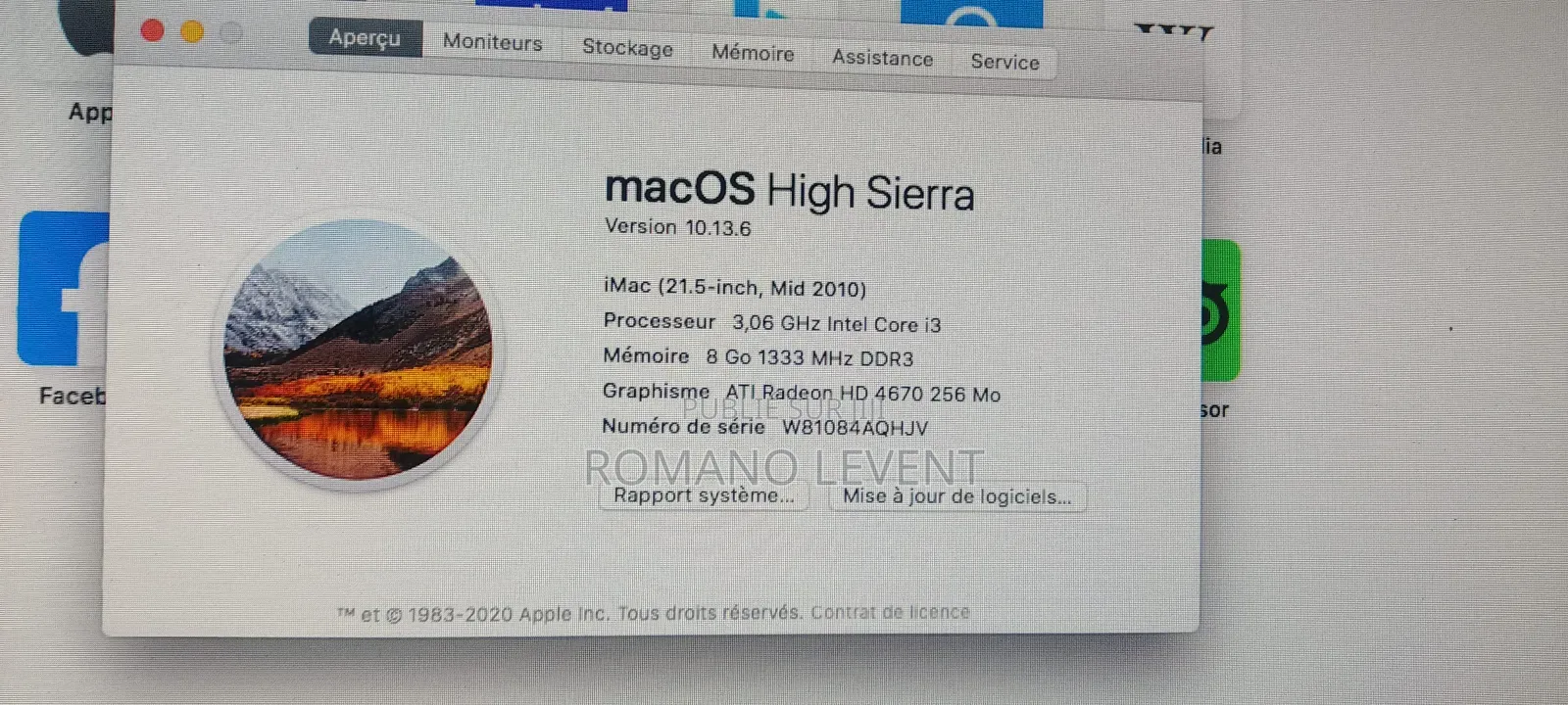 Ordinateur de bureau Apple Mac Pro 8GB Intel Core 3 HDD 500GB