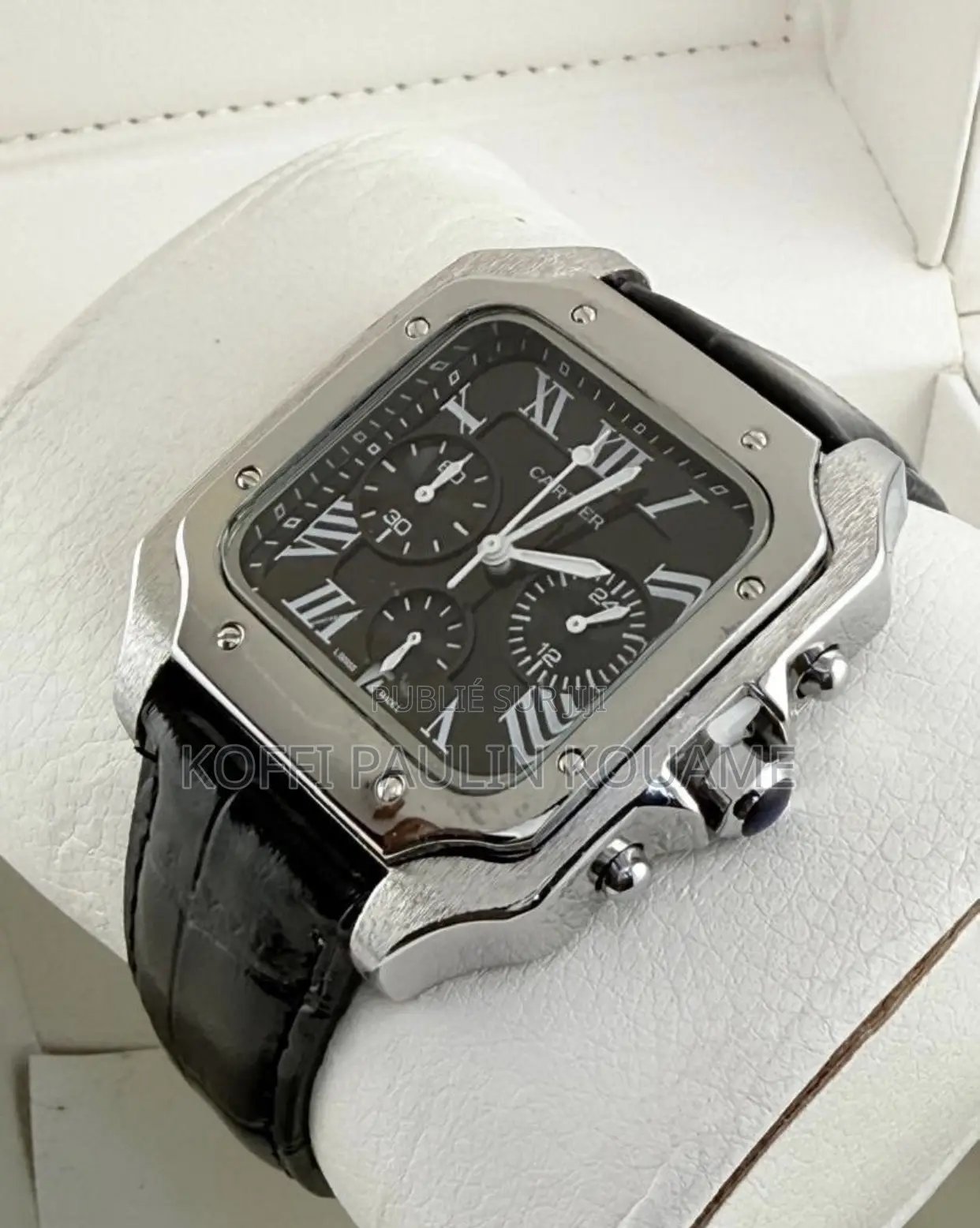 Montre Cartier en Cuir Pour Homme