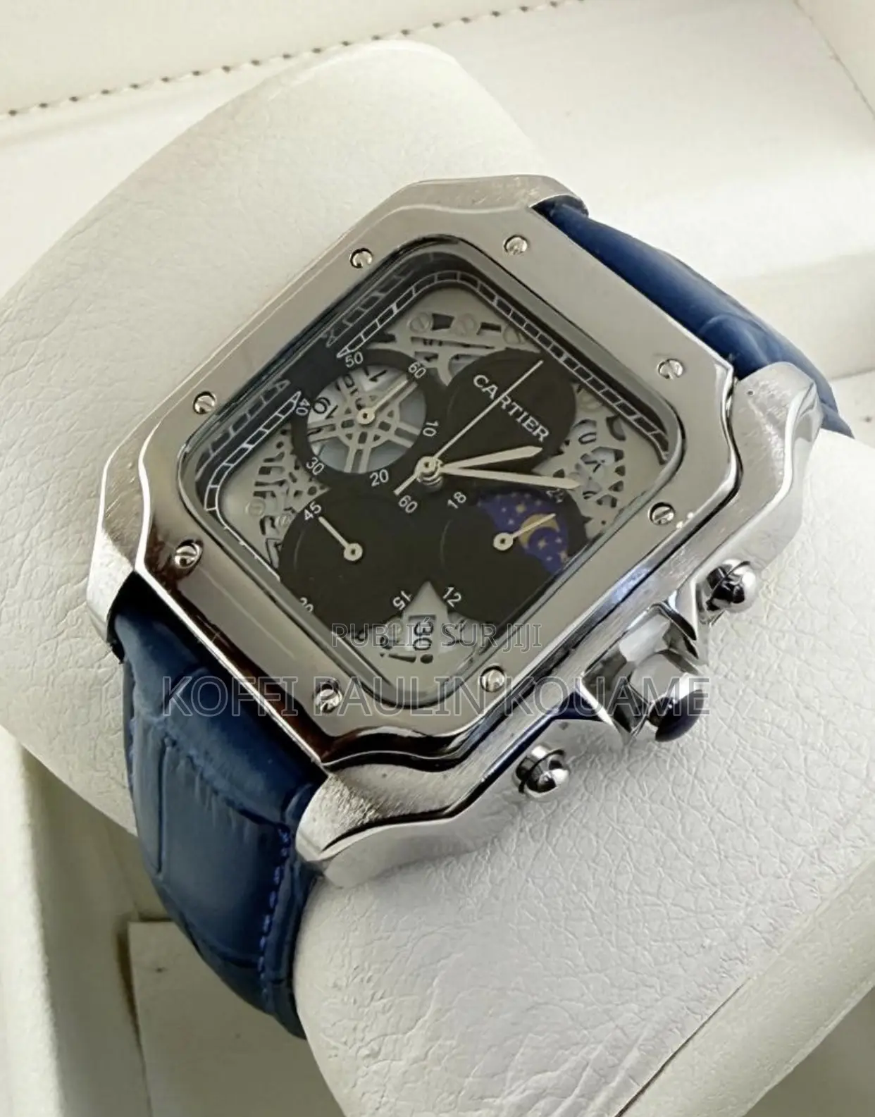 Montre Cartier en Cuir Pour Homme