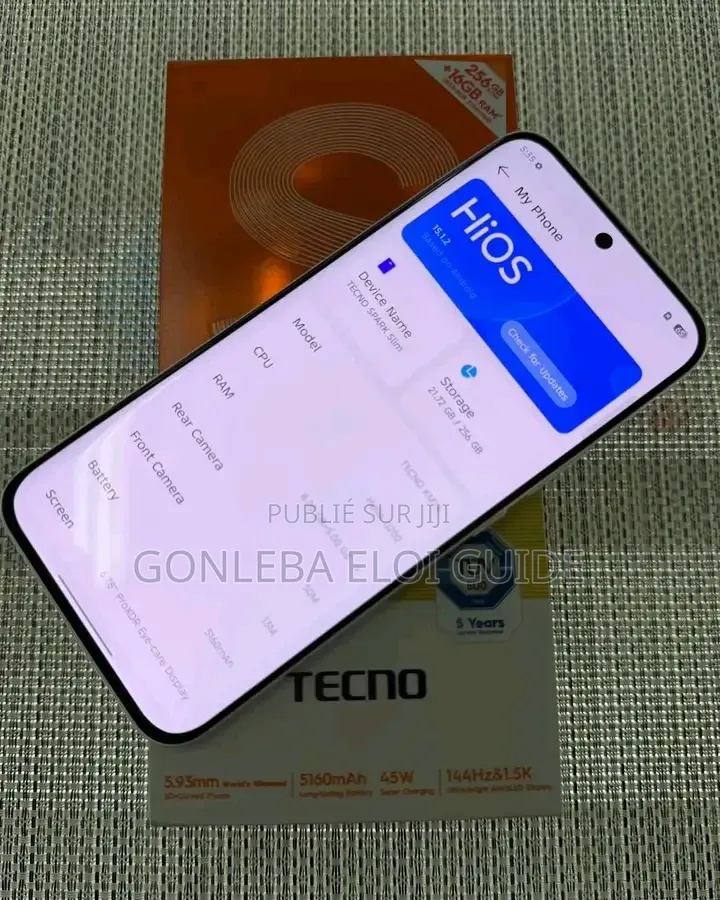 Nouveau Tecno Spark Slim 256 GB Blanc