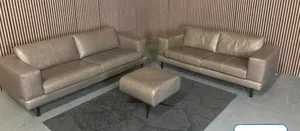 Salon en Cuir, 100% Cuir, Importé , 05 Places: 3+2 Avec Pouff