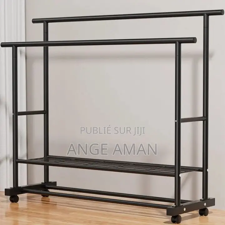 Portant À Vêtements Double Barre Premium Avec Étagères De Rangement