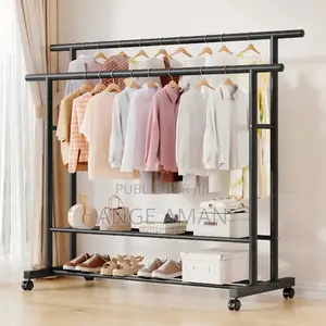 Portant À Vêtements Double Barre Premium Avec Étagères De Rangement