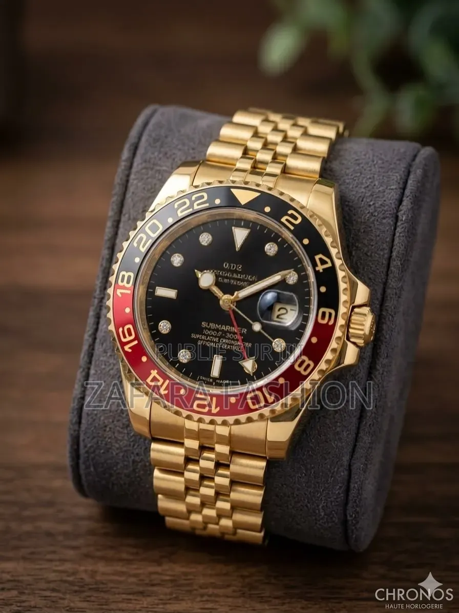 Montre Submariner GMT or Homme Cadran Luxe Noir-Rouge