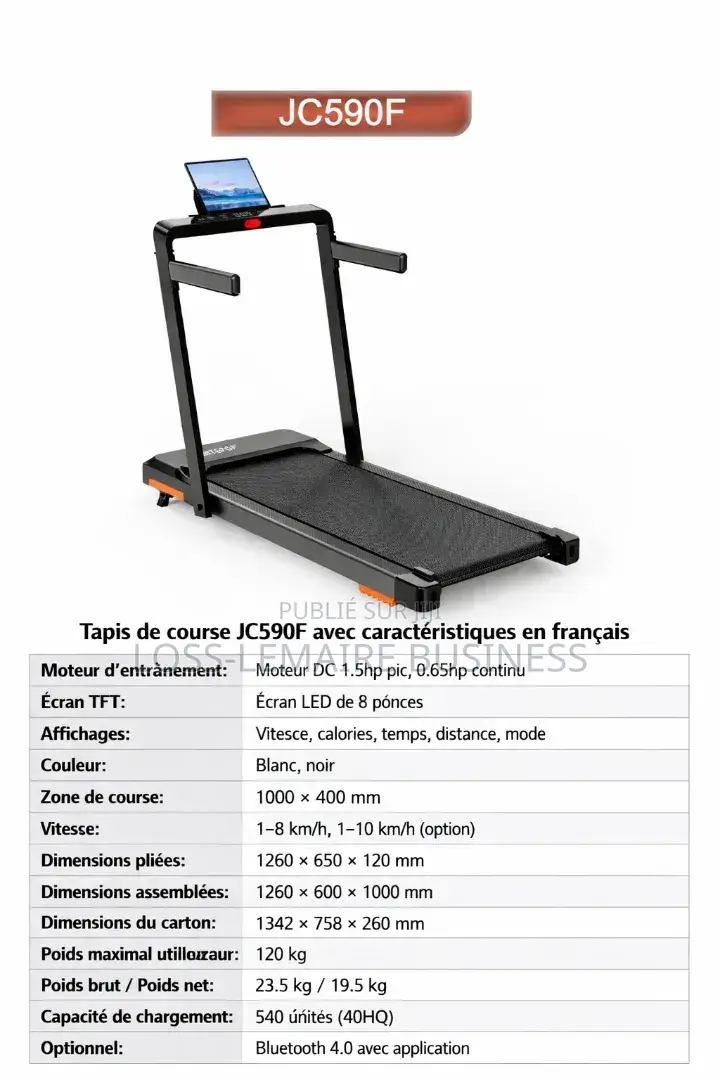 Tapis De Course Connecté Grand Écran Led Jc-590f