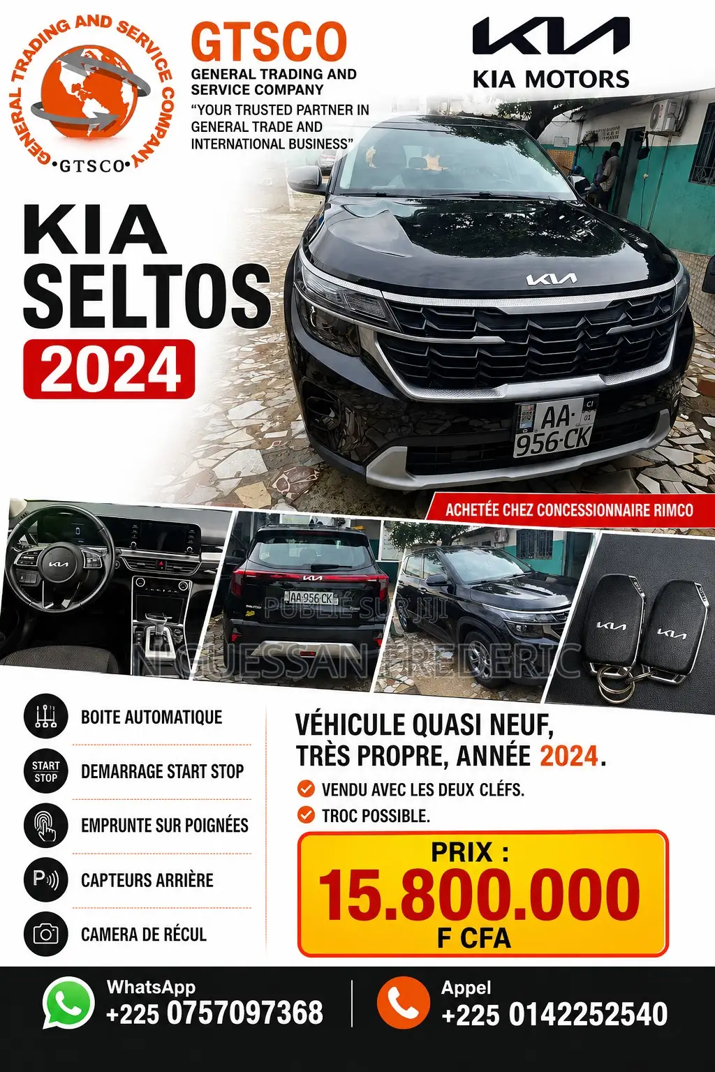 Kia Seltos S 2024 Noir