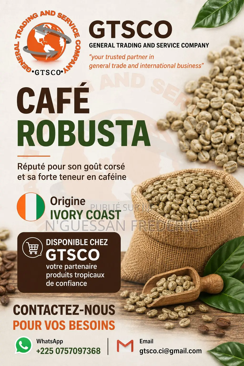 Café Robusta Origine Côte d'Ivoire Disponible Chez Gtsco