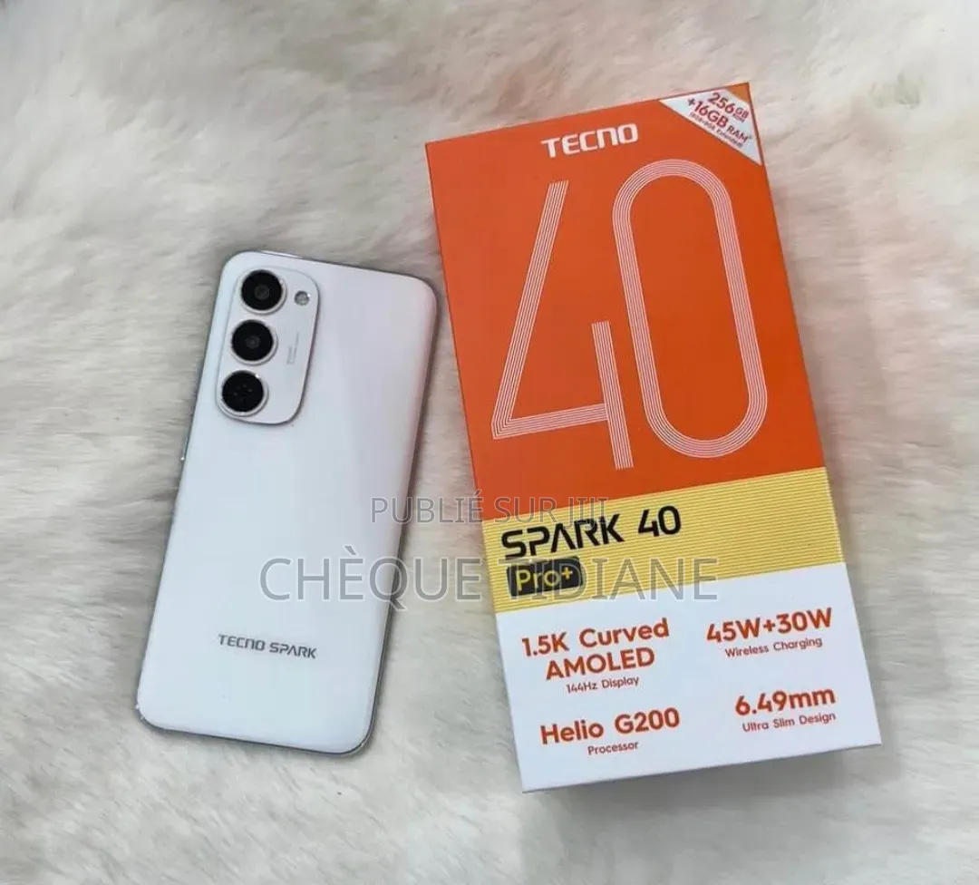 Nouveau Tecno Spark 40 Pro+ 256 GB Blanc
