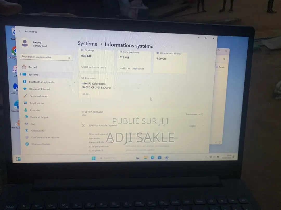 Ordinateur portable Lenovo Ideapad 3 4GB Intel HDD 1T