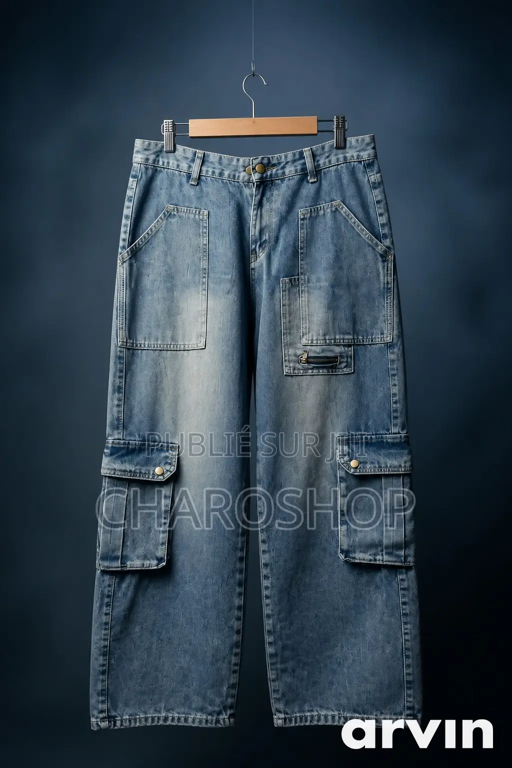Pantalon Jean Cargo Bleu