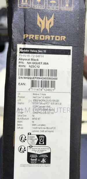 Nouveau Acer Predator Helios 16 32GB Intel Core i9 SSD 1T