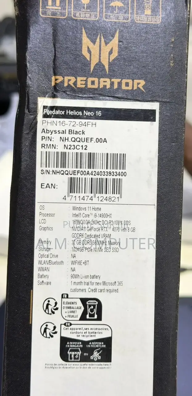 Nouveau Acer Predator Helios 16 32GB Intel Core i9 SSD 1T