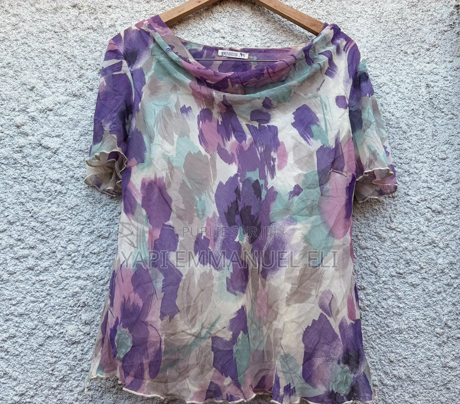 Haut Violet Motif Floral Voile Marks Spencer