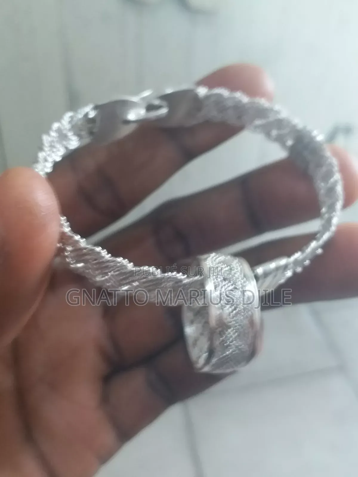 Bracelet + Bague en Argent Blanc